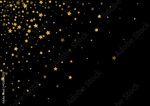 Golden Luxury Sequin Illustration. Abstract Confetti Texture. Gold Glitter Rain Design. Glamor Spark Pattern. Yellow Anniversary Background