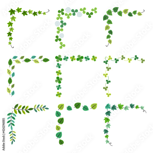 葉っぱ コーナー飾り イラスト素材 / vector eps