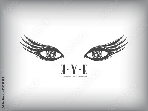 eyes logo design templates, eyes with eyelashes shaped like wings