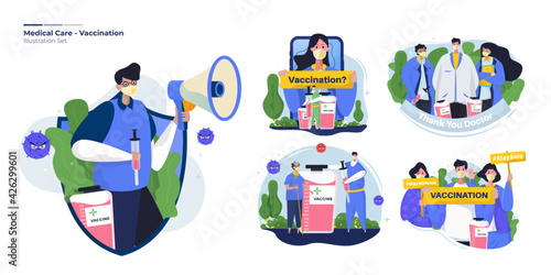 Vaccination program illustration collection set