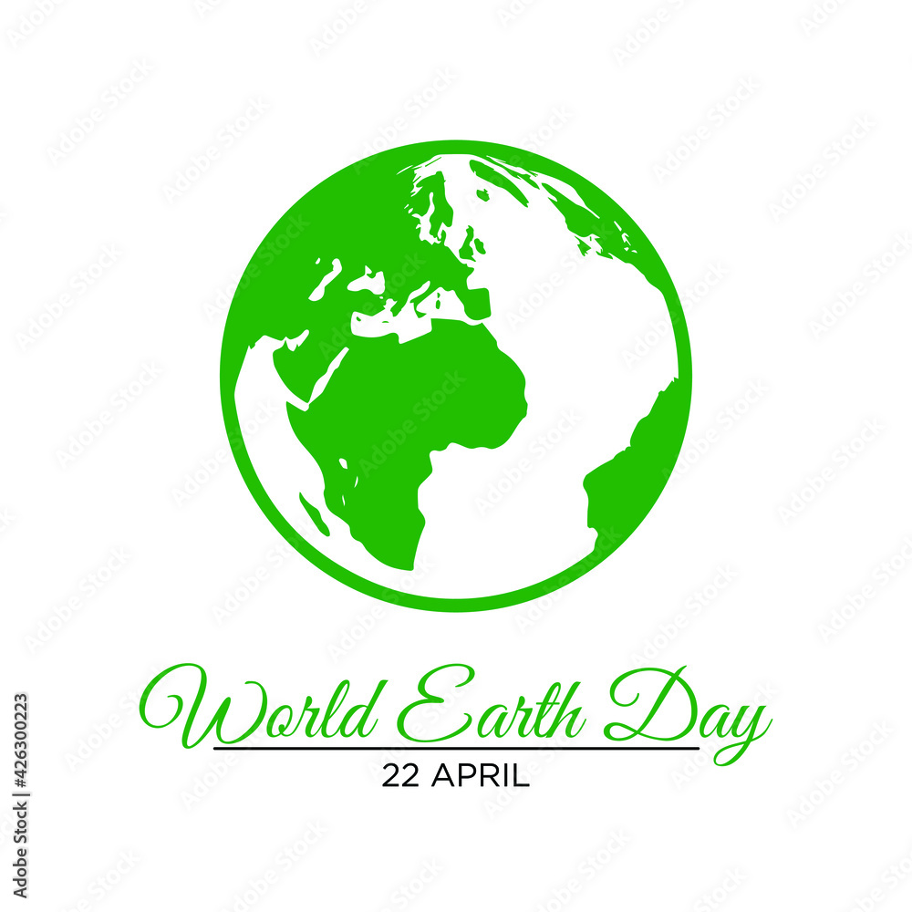 Typographic design for Earth Day. Concept Poster With Green Leaves. Vector Template. with white background.