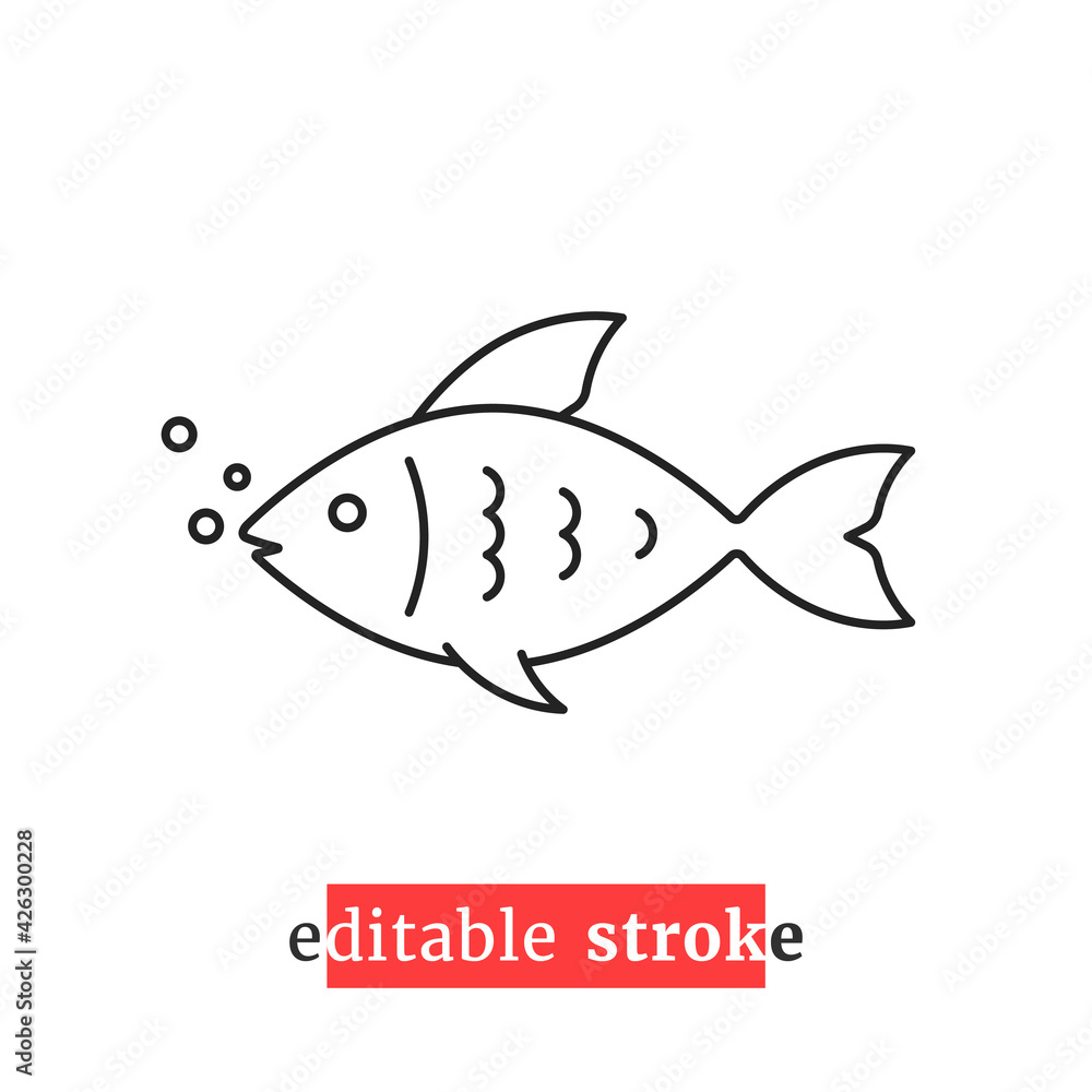 minimal editable stroke swimming fish icon minimal editable stroke swimming fish icon