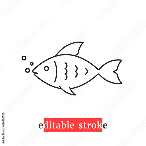 minimal editable stroke swimming fish icon © infadel