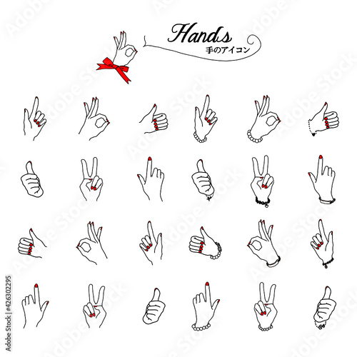手　アイコン　ハンド　女性　サイン　OK　手書き　おしゃれ　線画