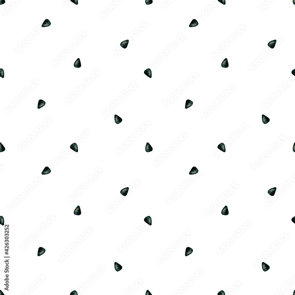 4017 Watermelon Seed Seamless Watercolor Pattern Design Tracery Texture Wallpaper Black White 