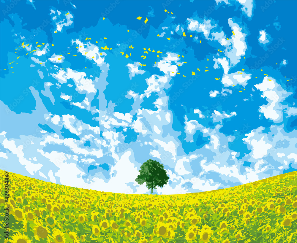 夏の北海道背景26 Stock Vector Adobe Stock