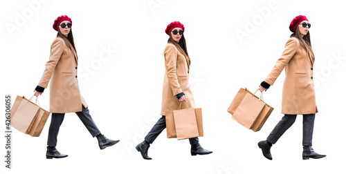 Bilde på lerret Attractive cute girl in with the shopping bags
