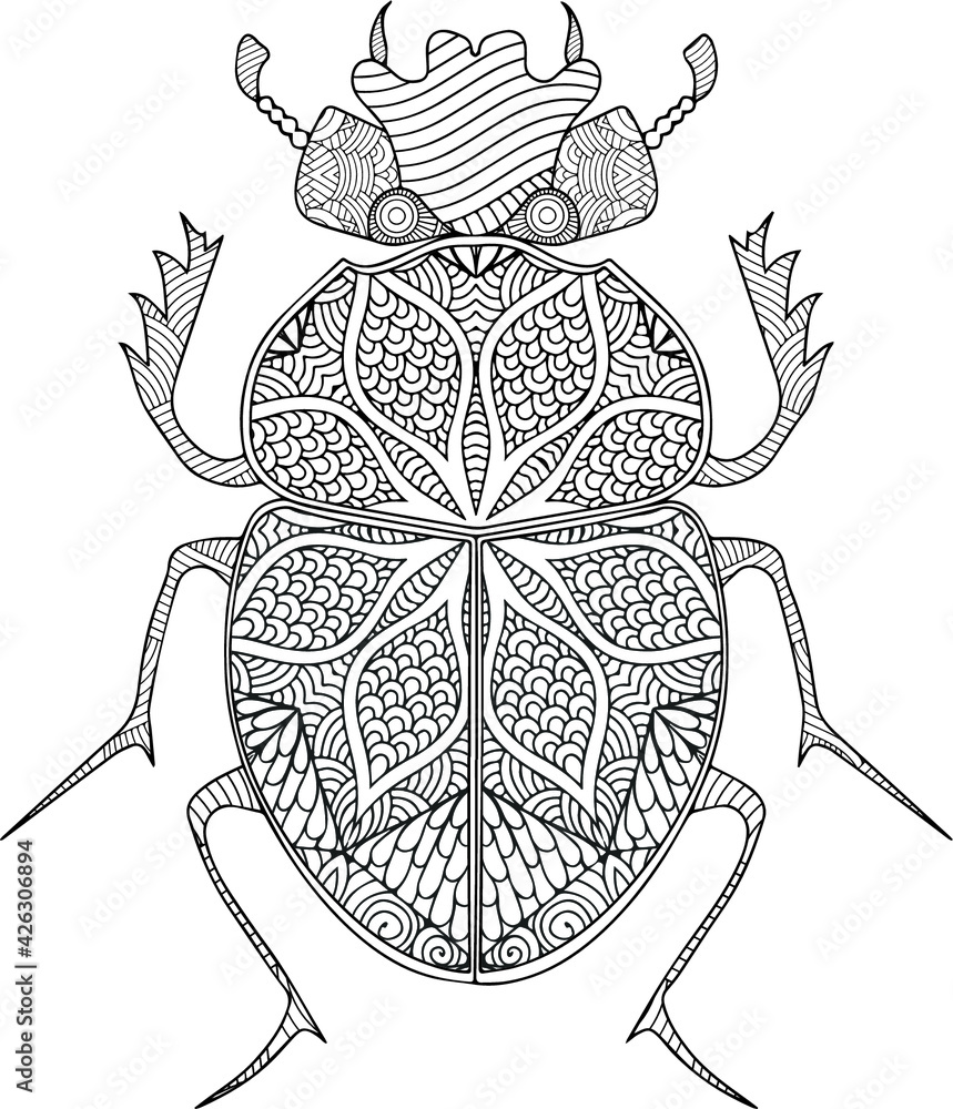 Insects Mandala vector and coloring page Stock Vector | Adobe Stock