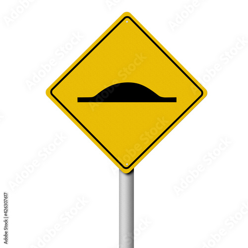 Canvas Print Road sign Speed Bump isolated on white, illustration