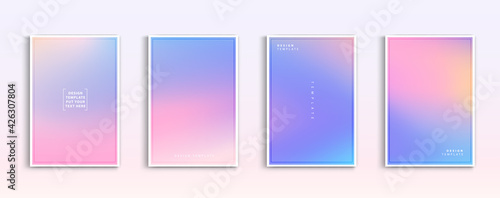 Pastel gradient backgrounds vector set. Soft tender pink, blue, purple and orange colours abstract background for app, web design, webpages, banners, greeting cards. Vector illustration design
