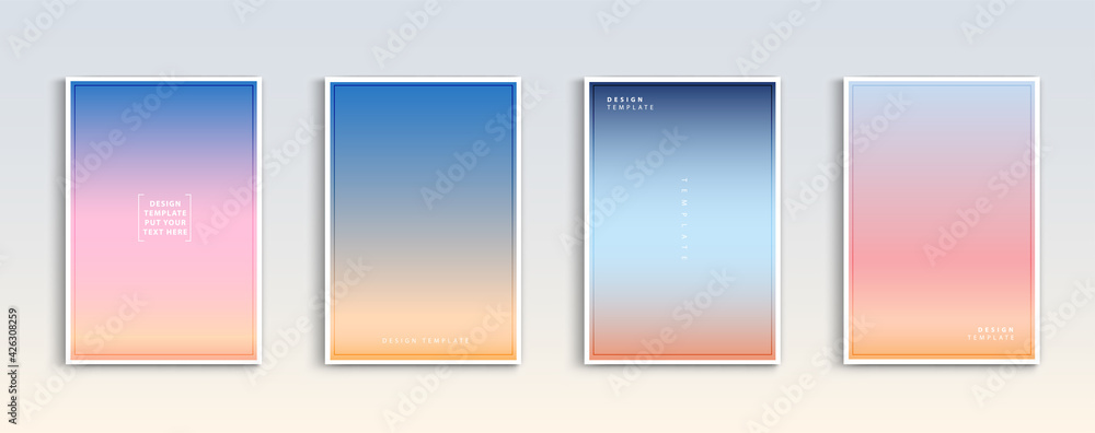 Fototapeta premium Modern gradients summer, sunset and sunrise sea backgrounds vector set. color abstract background for app, web design, webpages, banners, greeting cards. Vector illustration design