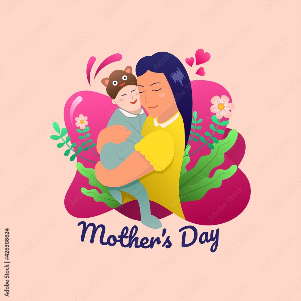 Mother's day illustration with gradient color Mother's day illustration with gradient color