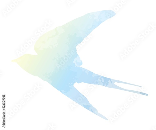 燕 ツバメ シルエット 空 水彩風 イラストカット 