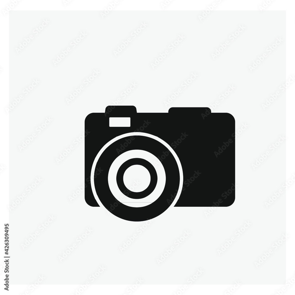 Camera vector icon.  Editable stroke. Linear style sign for use on web design and mobile apps, logo. Symbol illustration. Pixel vector graphics - Vector