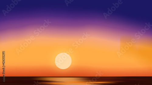 sea landscape at dusk, sunset over the sea © molamola