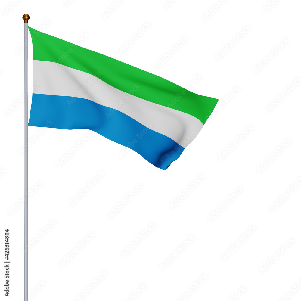 Sierra Leone flag waving on white background. Realistic flags of the ...