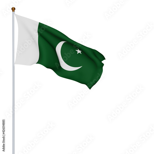 Foto Pakistan flag waving or flag of pakistani on white background