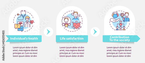 Positive adult development effects vector infographic template. Success presentation design elements. Data visualization with 3 steps. Process timeline chart. Workflow layout with linear icons