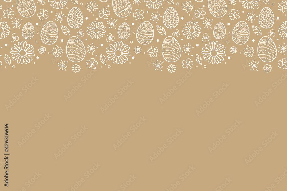 Simple Easter background with hand drawn eggs and flowers. Vector Simple Easter background with hand drawn eggs and flowers. Vector