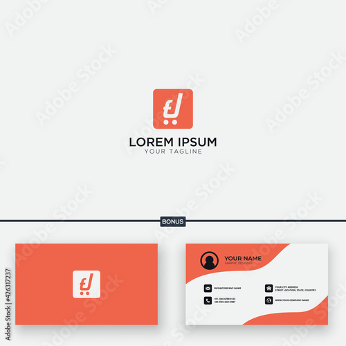 simple Trolly shopping store logo bag