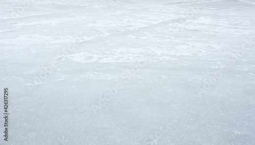 White abstract ice texture grunge background, frozen winter lake