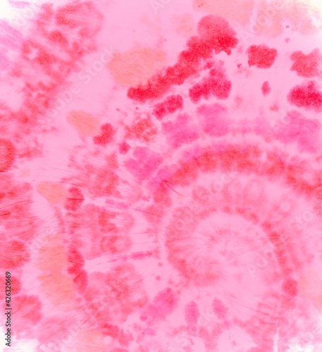 Pink Tie Dye Swirl. Abstract Light Roll. Color Pattern for Cloth Fabric. Circle Print. Tye Dye Circular Texture. Hippie Design with Watercolor Spiral. Batik Painting. Red Tie Dye Swirl.