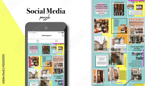 Social media pack Posts for internet content, site for Bloggers, Fashion, ad, Lifestyle brands, Creative businesses blog. Set of square Presentation templates. Unique trendy website slider frames.