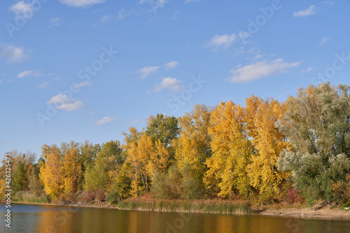 Seenlandschaft in leuchtenden Herbstfarben