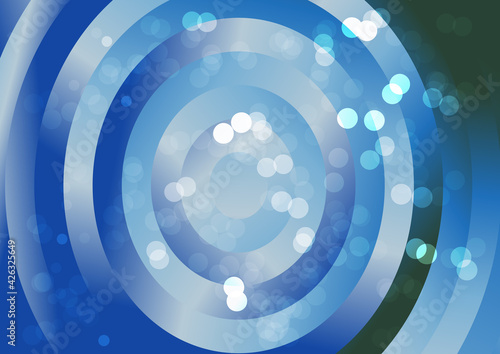 Blue Green and White Abstract Concentric Circles Background