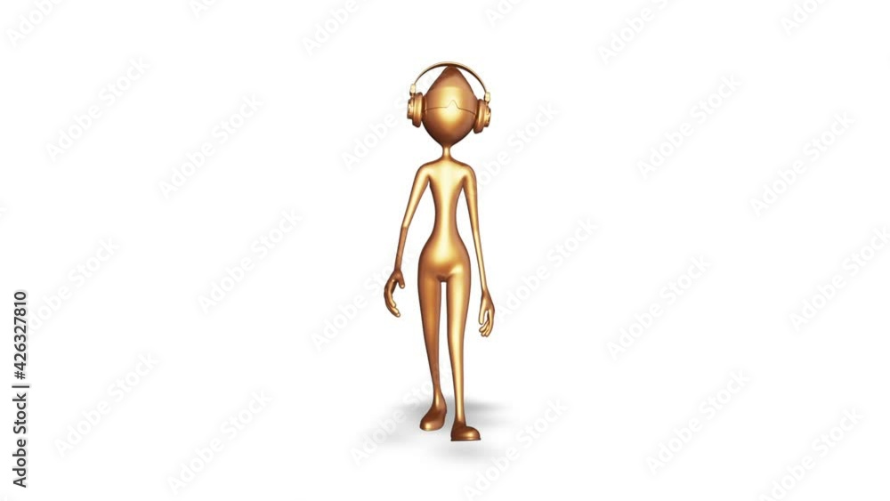 3d Gold Man Walking Loop on White Background 3d Gold Man Walking Loop on White Background