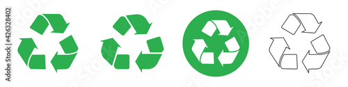 Grunge green eco recycling trash can icon shape. Isolated on white background. Vector illustration image.