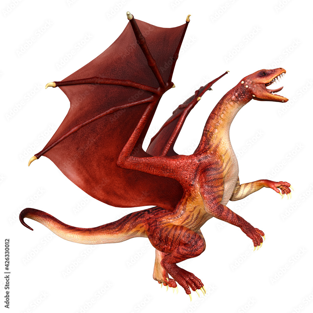 3D Rendering Fairy Tale Dragon on White 3D Rendering Fairy Tale Dragon on White