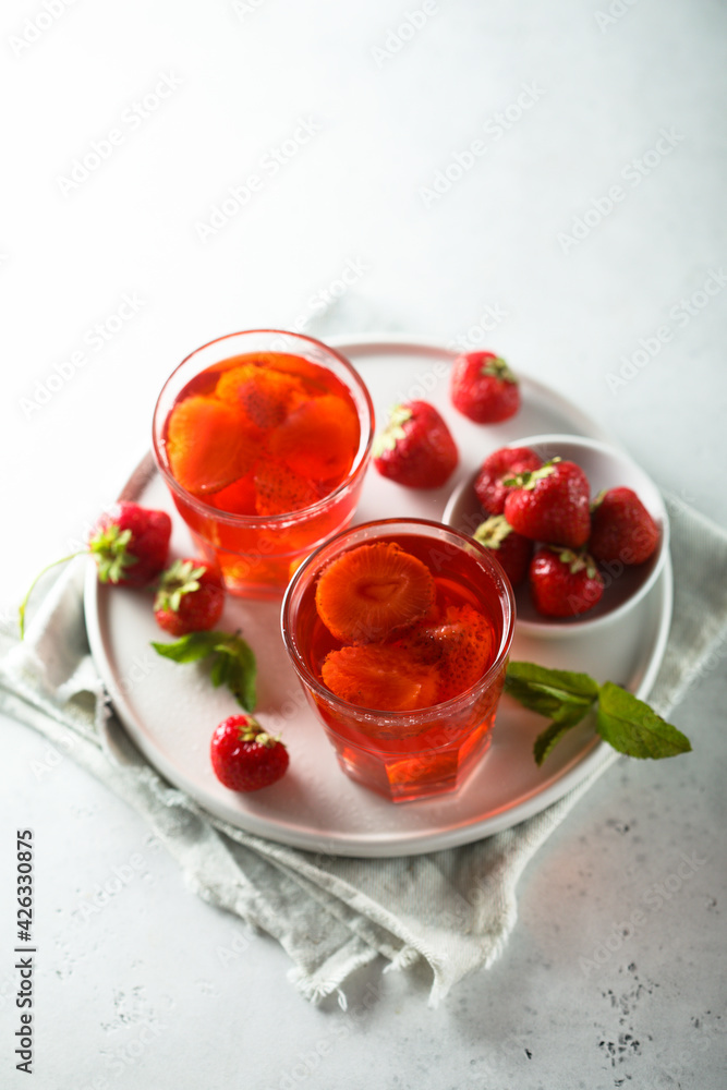 Refreshing homemade strawberry drink with mint Refreshing homemade strawberry drink with mint