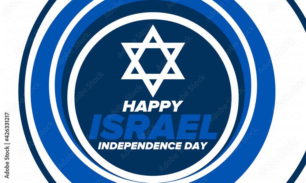 Israel Independence Day. National holiday, celebrated annual. Israel flag. Star of David, jewish symbol. Patriotic sign and elements. Poster, card, banner and background. Vector illustration Israel Independence Day. National holiday, celebrated annual. Israel flag. Star of David, jewish symbol. Patriotic sign and elements. Poster, card, banner and background. Vector illustration