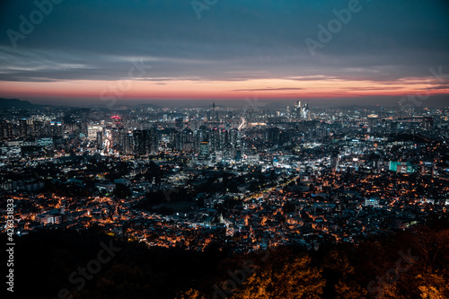 Seoul city skyline at Night, South Korea.