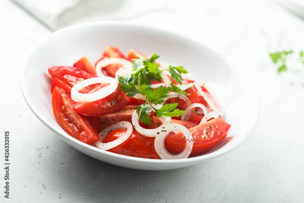 Healthy tomato salad with onion Healthy tomato salad with onion