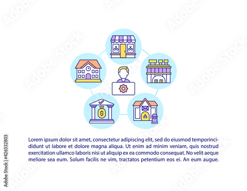 Integrated services concept line icons with text. PPT page vector template with copy space. Brochure, magazine, newsletter design element. Work-life balance improvement linear illustrations on white