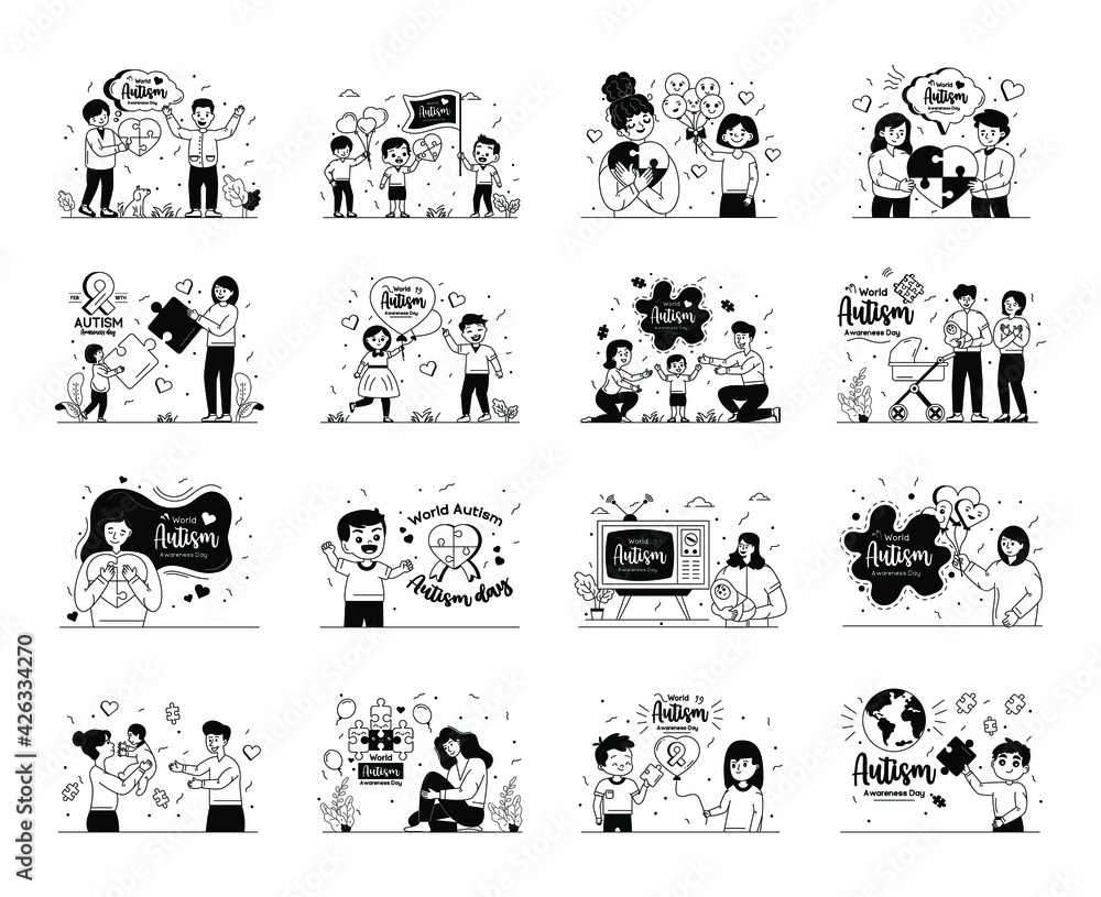 Pack of Autism Glyph Line Illustrations
Pack of Autism Glyph Line Illustrations