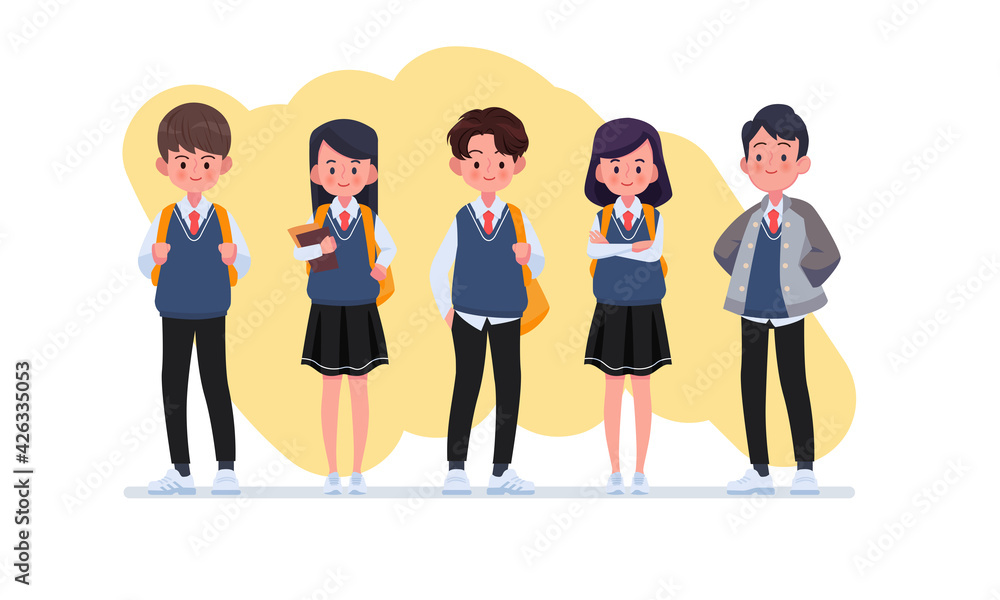 student wearing uniform character collection student wearing uniform character collection
