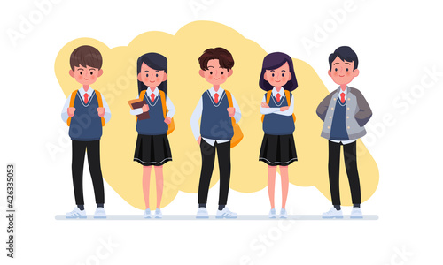 student wearing uniform character collection