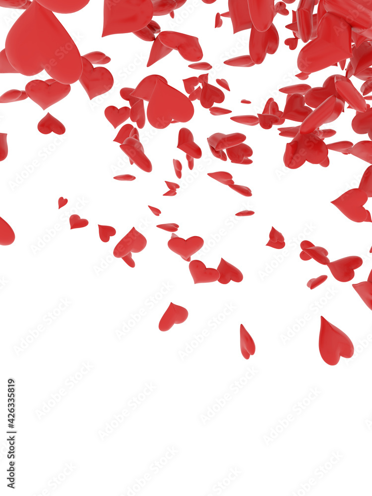 Falling love heart confetti 3d illustration Falling love heart confetti 3d illustration