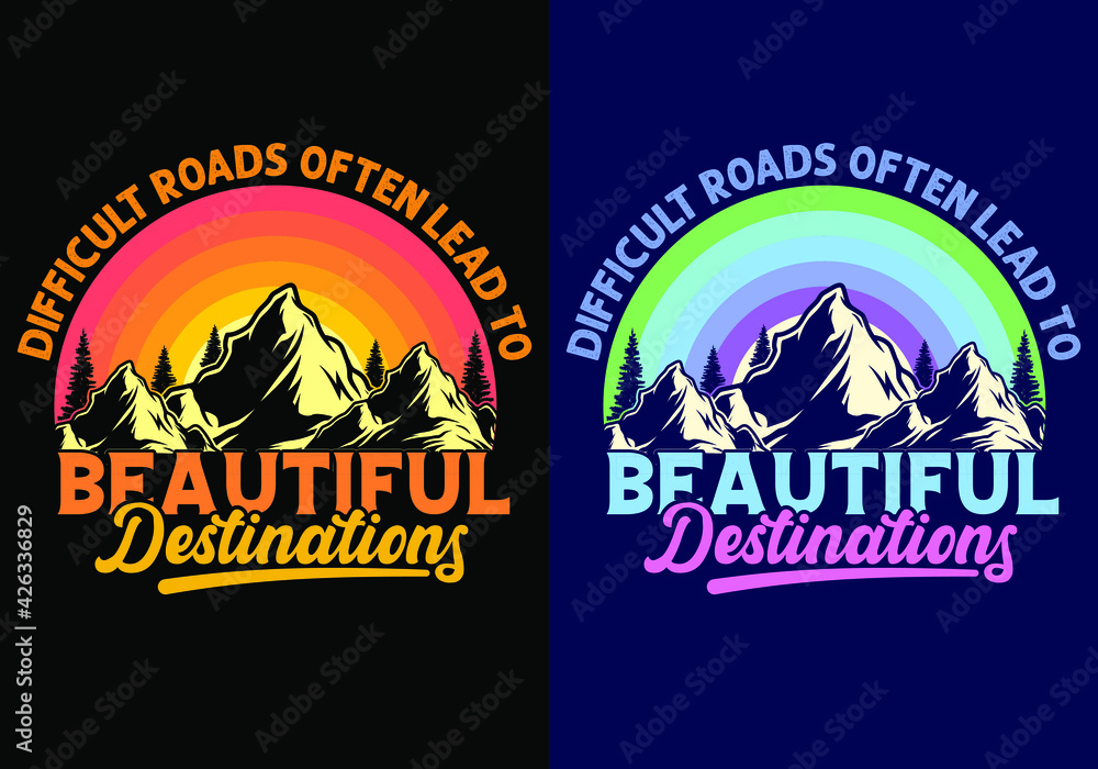 Mountain Retro Vintage Sunset, Mountain T-shirt Design, Vector, logo