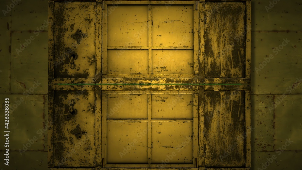 metal door opening to green screen Stock Photo Adobe Stock