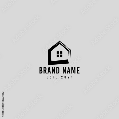 home and ink logo icon design illustration