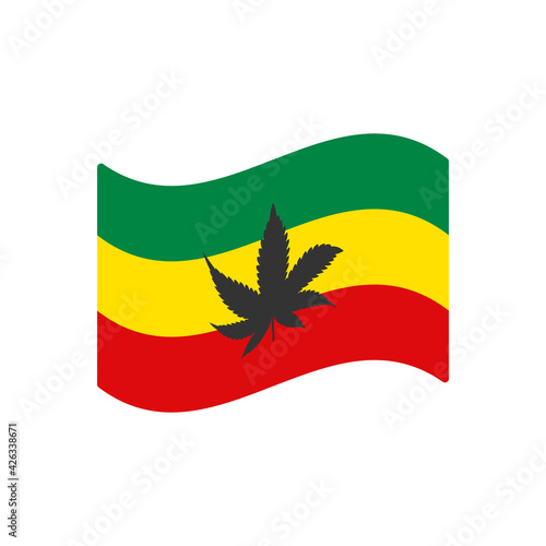 Rastafarian flag with leaf icon isolated on white background. Cannabis symbol modern, simple, vector, icon for website design, mobile app, ui. Vector Illustration