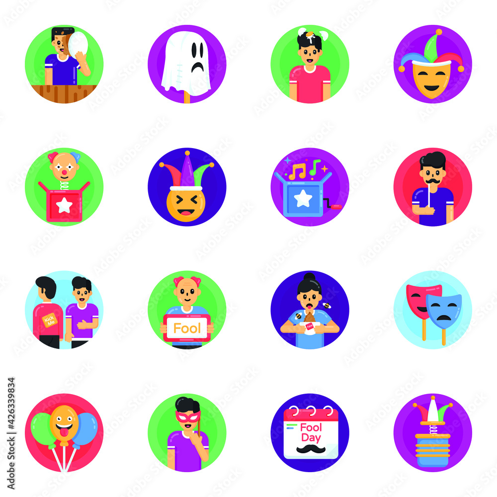 
Flat Icons of April Fool’s Day

