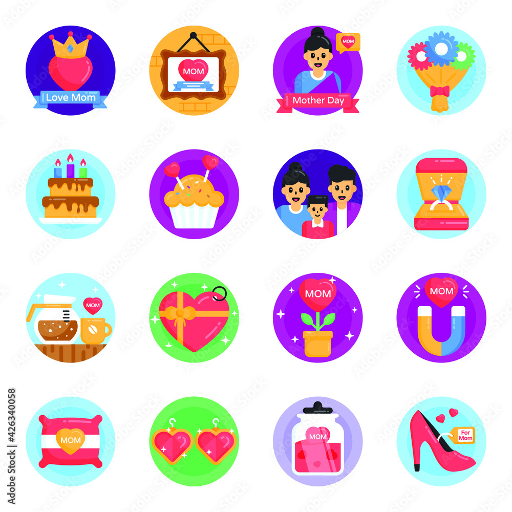 Flat Icons of Mother's Day Event
Flat Icons of Mother's Day Event
