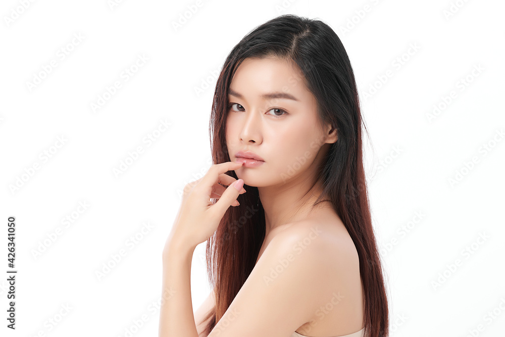 Beautiful young asian woman with clean fresh skin on white background, Face care, Facial treatment, Cosmetology, beauty and spa, Asian women portrait Beautiful young asian woman with clean fresh skin on white background, Face care, Facial treatment, Cosmetology, beauty and spa, Asian women portrait