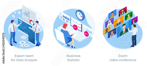 Isometric Expert team for Data Analysis, Business Statistic, Zoom video conference, Consulting, Marketing.