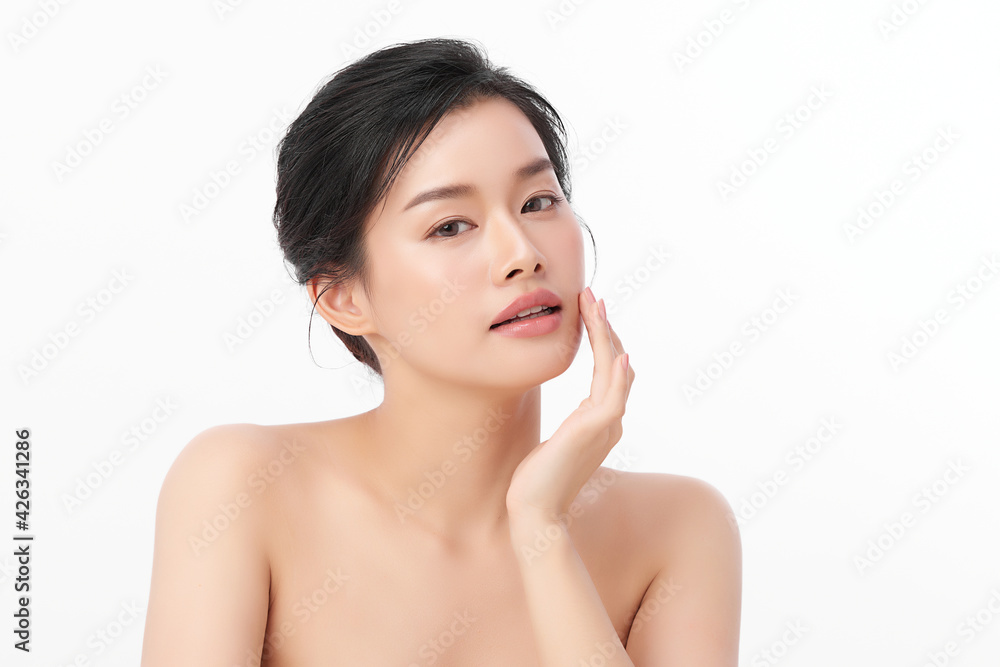 Beautiful young asian woman with clean fresh skin on white background, Face care, Facial treatment, Cosmetology, beauty and spa, Asian women portrait Beautiful young asian woman with clean fresh skin on white background, Face care, Facial treatment, Cosmetology, beauty and spa, Asian women portrait